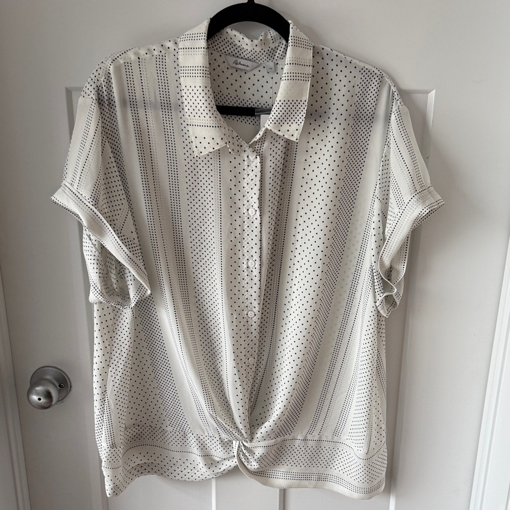 Reitmans Black and White Polka Dot Button-Down Shirt